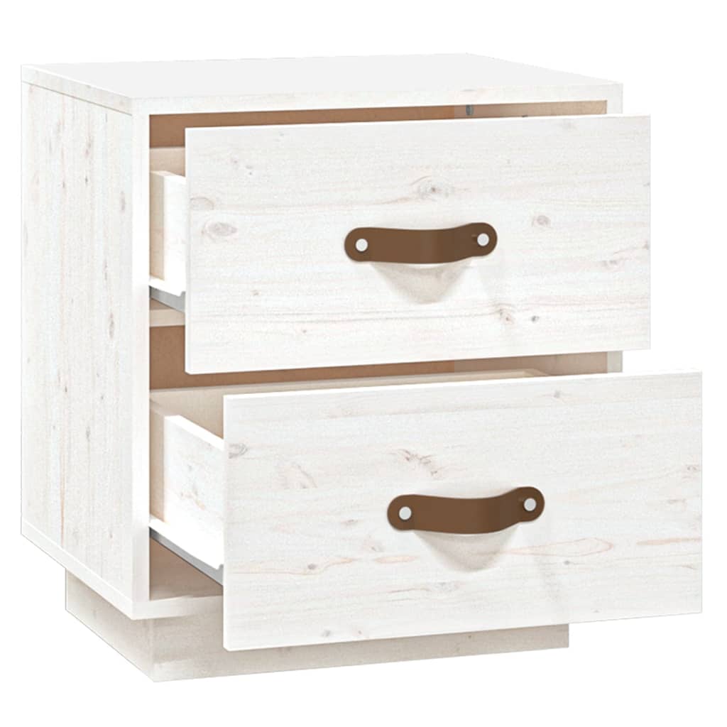 vidaXL Tables de chevet 2 pcs Blanc 40x34x45 cm Bois de pin massif