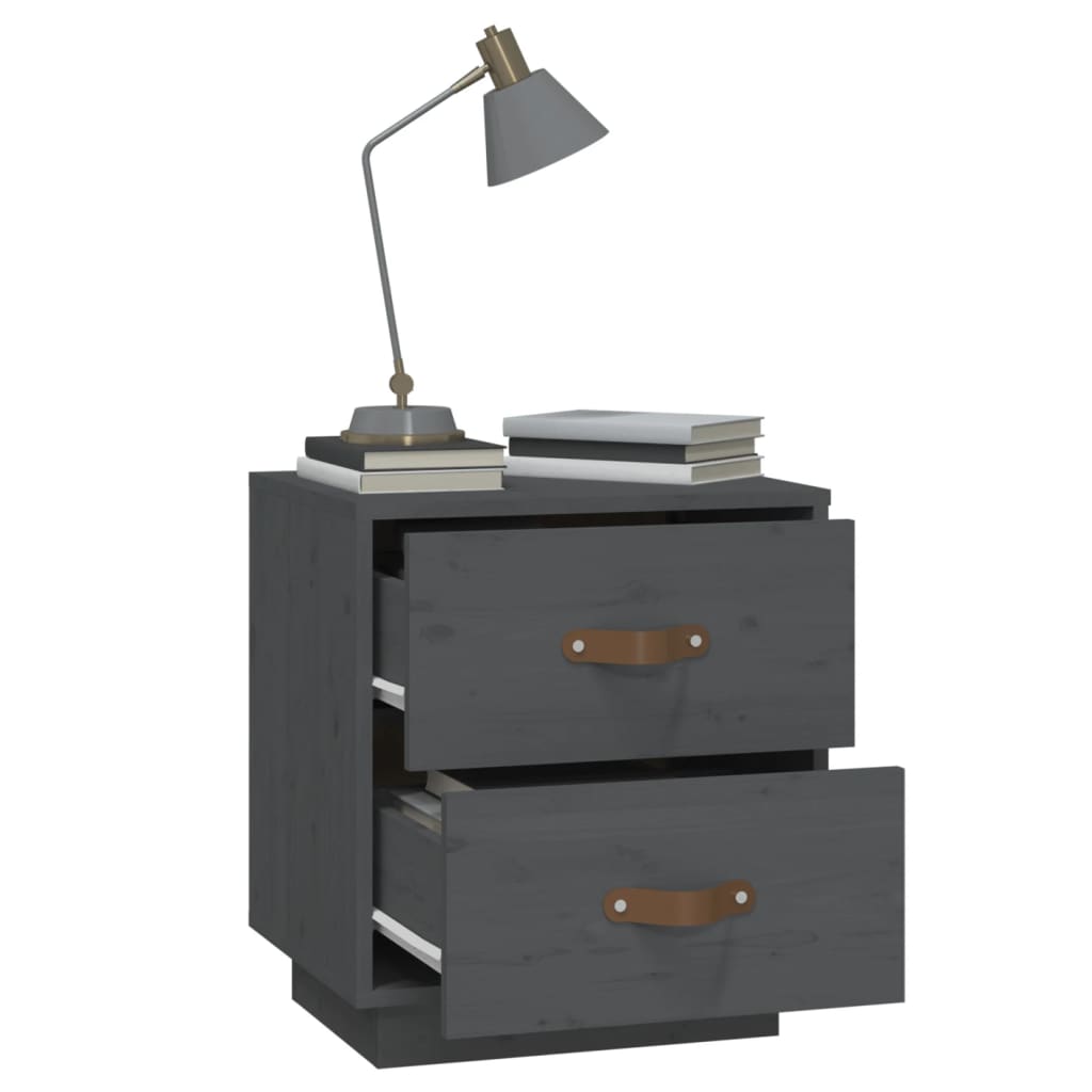 vidaXL Nachttisch Grau 40x34x45 cm Massivholz Kiefer
