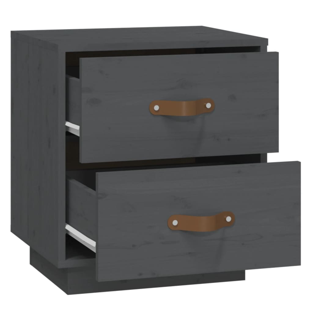 vidaXL Nachttisch Grau 40x34x45 cm Massivholz Kiefer