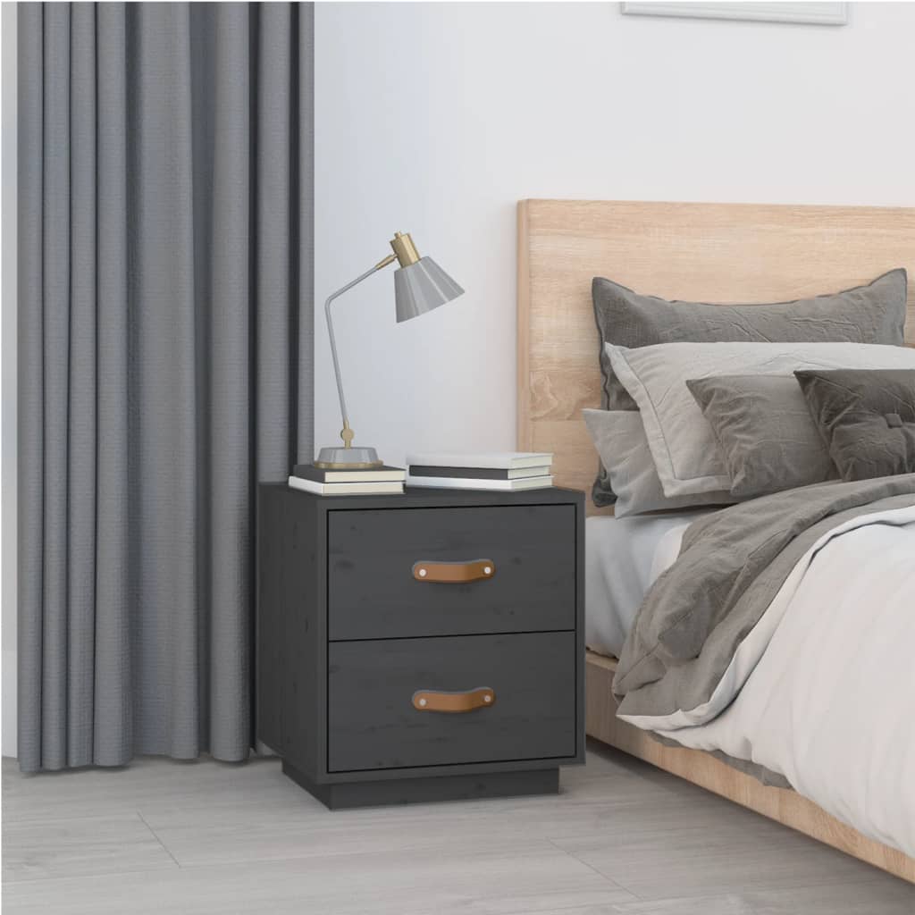 vidaXL Nachttisch Grau 40x34x45 cm Massivholz Kiefer