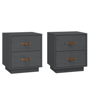 vidaXL Nachttische 2 Stk. Grau 40x34x45 cm Massivholz Kiefer
