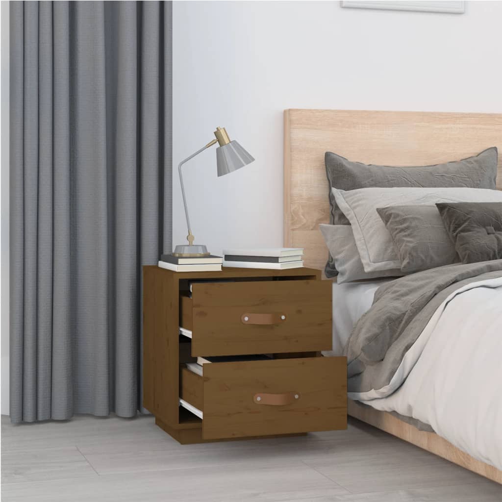 vidaXL Tables de chevet 2 pcs Marron miel 40x34x45 cm Bois de pin massif