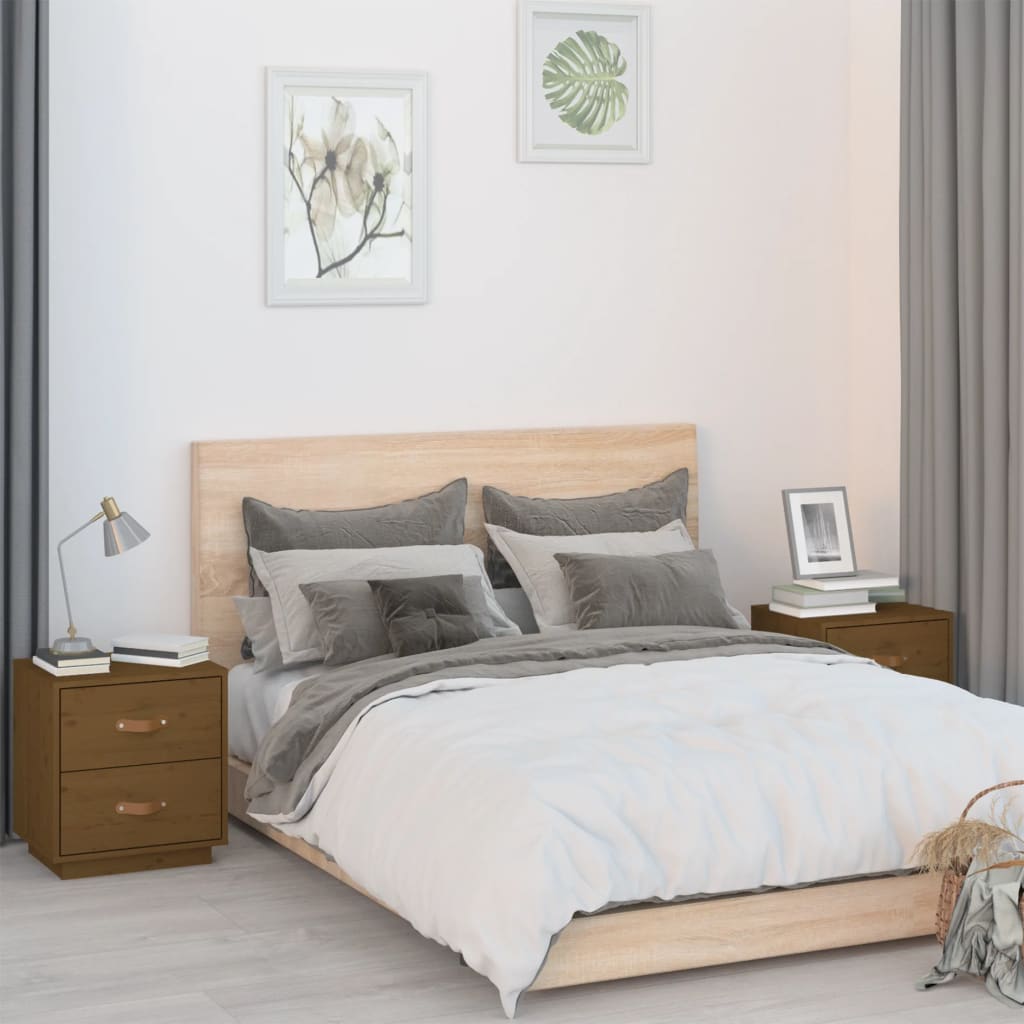 vidaXL Tables de chevet 2 pcs Marron miel 40x34x45 cm Bois de pin massif