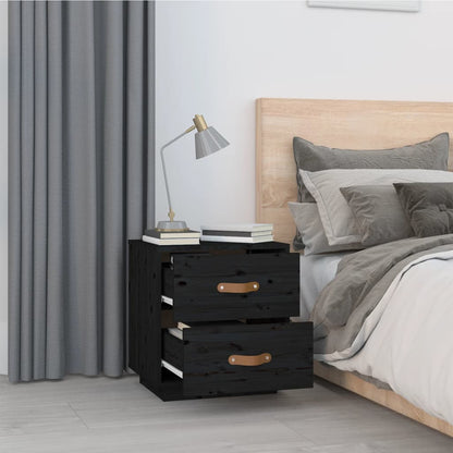 vidaXL Nachttisch Schwarz 40x34x45 cm Massivholz Kiefer
