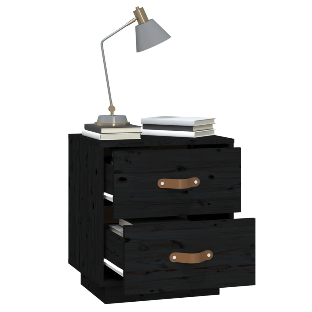 vidaXL Nachttisch Schwarz 40x34x45 cm Massivholz Kiefer