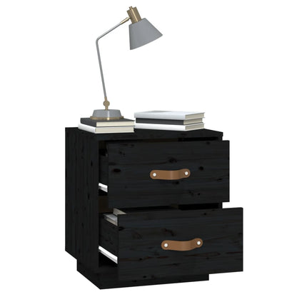 vidaXL Nachttisch Schwarz 40x34x45 cm Massivholz Kiefer