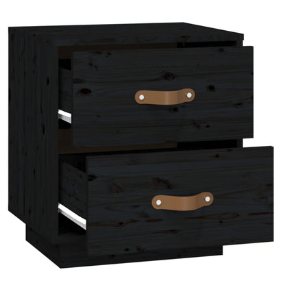 vidaXL Nachttisch Schwarz 40x34x45 cm Massivholz Kiefer