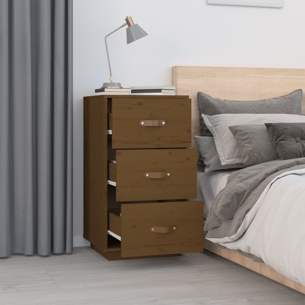 vidaXL Nachttische 2 Stk. Honigbraun 40x40x75 cm Massivholz Kiefer