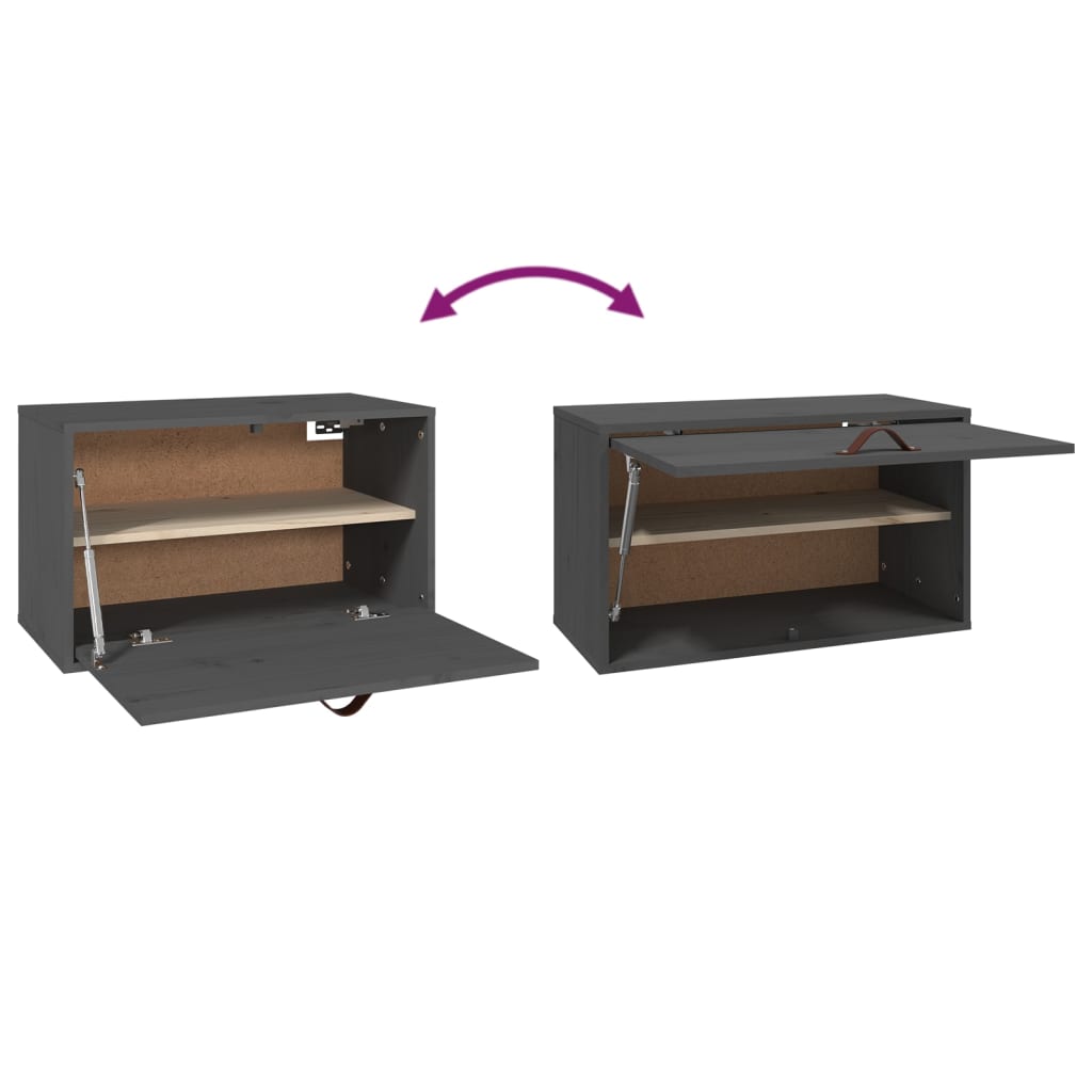 vidaXL Wandschrank Grau 60x30x35 cm Massivholz Kiefer