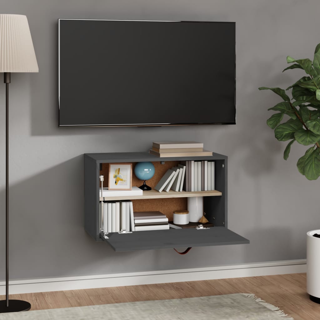 vidaXL Wandschrank Grau 60x30x35 cm Massivholz Kiefer