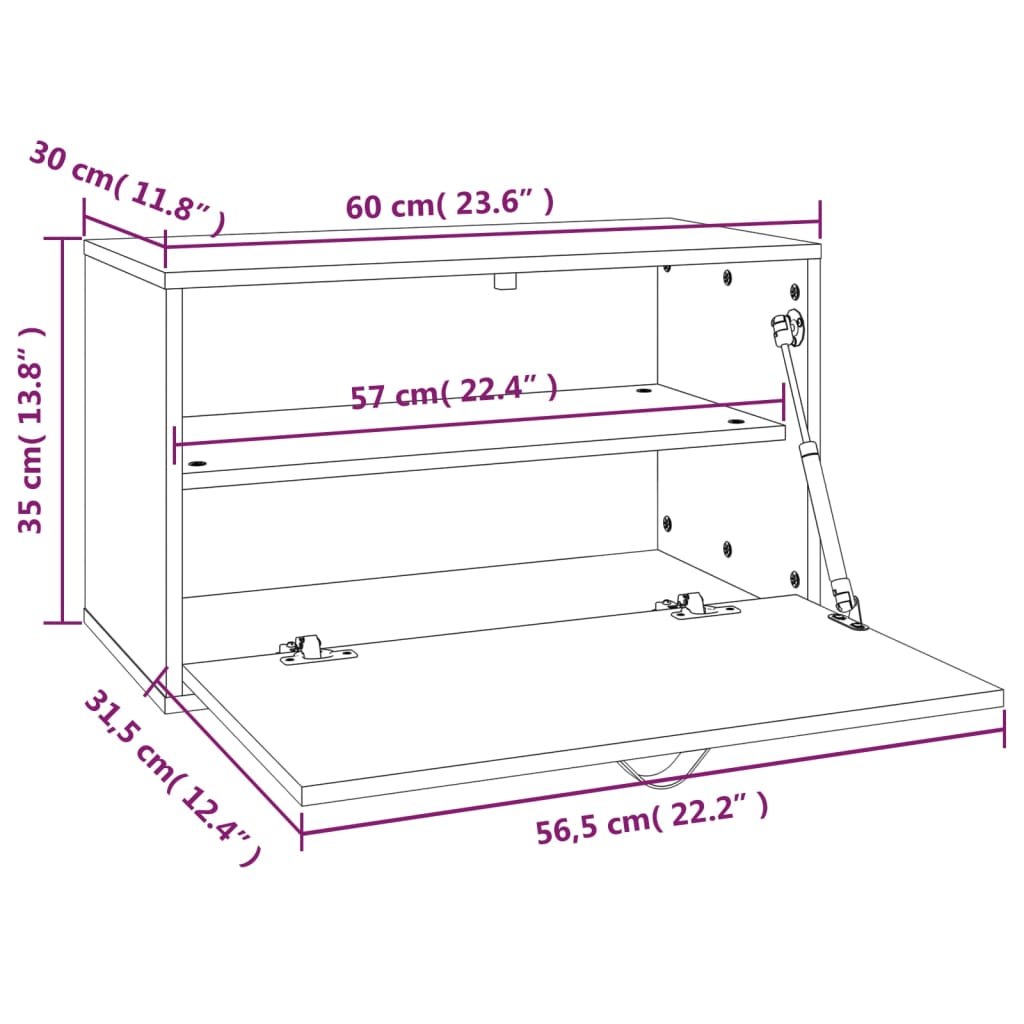vidaXL Wandschrank Honigbraun 60x30x35 cm Massivholz Kiefer