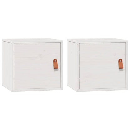 vidaXL Meubles hauts muraux 2 pcs Blanc 31,5x30x30 cm Bois de pin massif