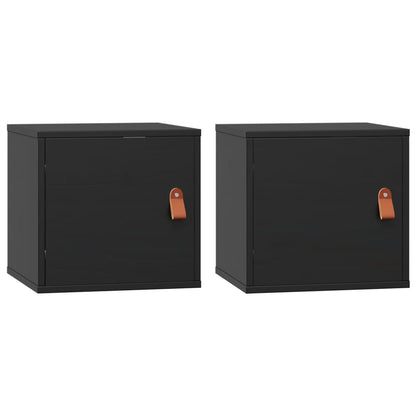 vidaXL Wandschränke 2 Stk. Schwarz 31,5x30x30 cm Massivholz Kiefer