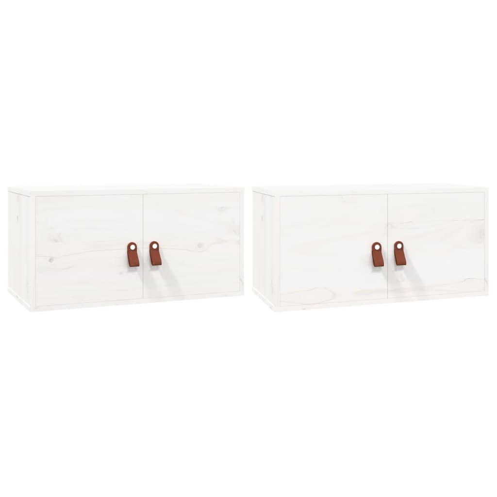 vidaXL Wandschränke 2 Stk. Weiß 60x30x30 cm Massivholz Kiefer