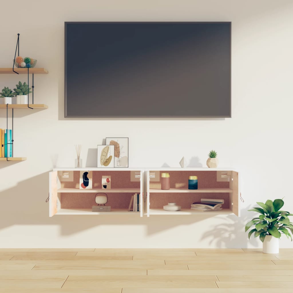vidaXL Wandschränke 2 Stk. Weiß 60x30x30 cm Massivholz Kiefer