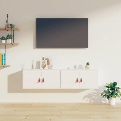 vidaXL Wandschränke 2 Stk. Weiß 60x30x30 cm Massivholz Kiefer