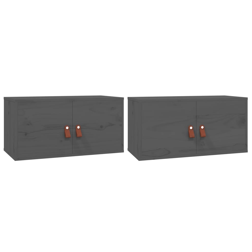 vidaXL Wandschränke 2 Stk. Grau 60x30x30 cm Massivholz Kiefer