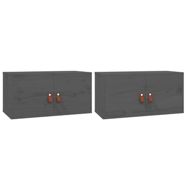 vidaXL Wandschränke 2 Stk. Grau 60x30x30 cm Massivholz Kiefer