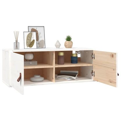 vidaXL Wandschrank Weiß 80x30x30 cm Massivholz Kiefer