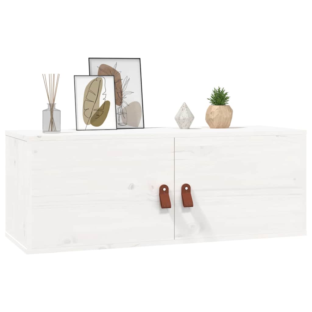 vidaXL Wandschrank Weiß 80x30x30 cm Massivholz Kiefer