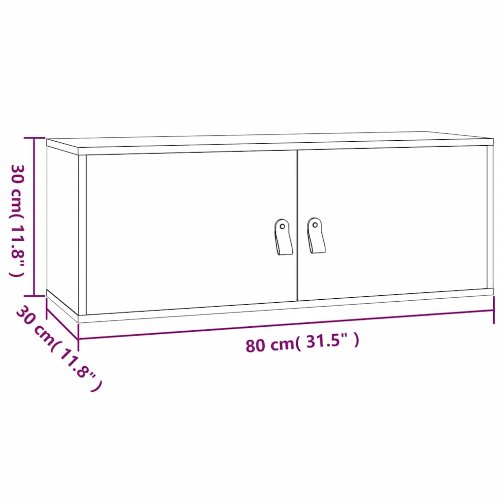 vidaXL Wandschrank Weiß 80x30x30 cm Massivholz Kiefer