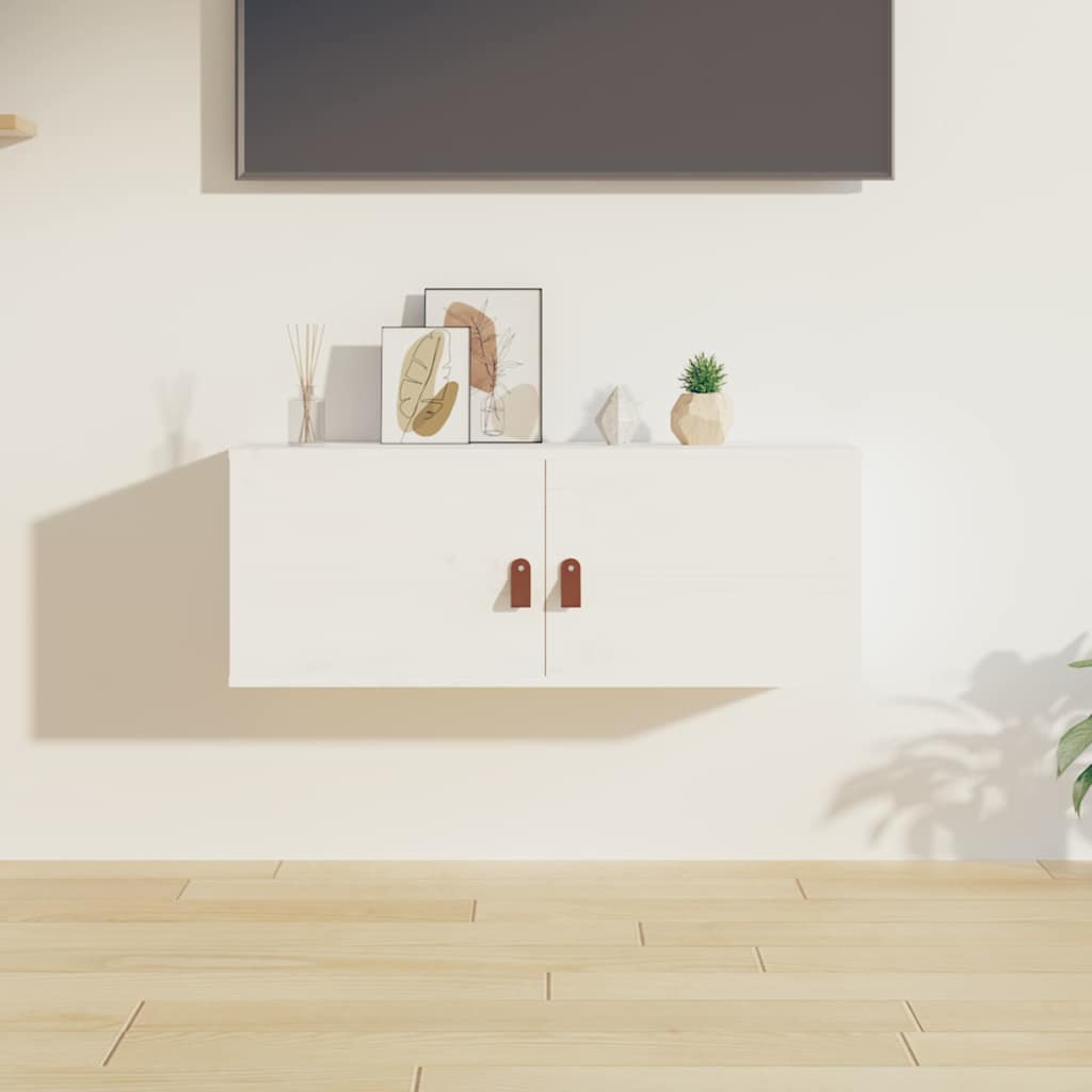 vidaXL Wandschrank Weiß 80x30x30 cm Massivholz Kiefer
