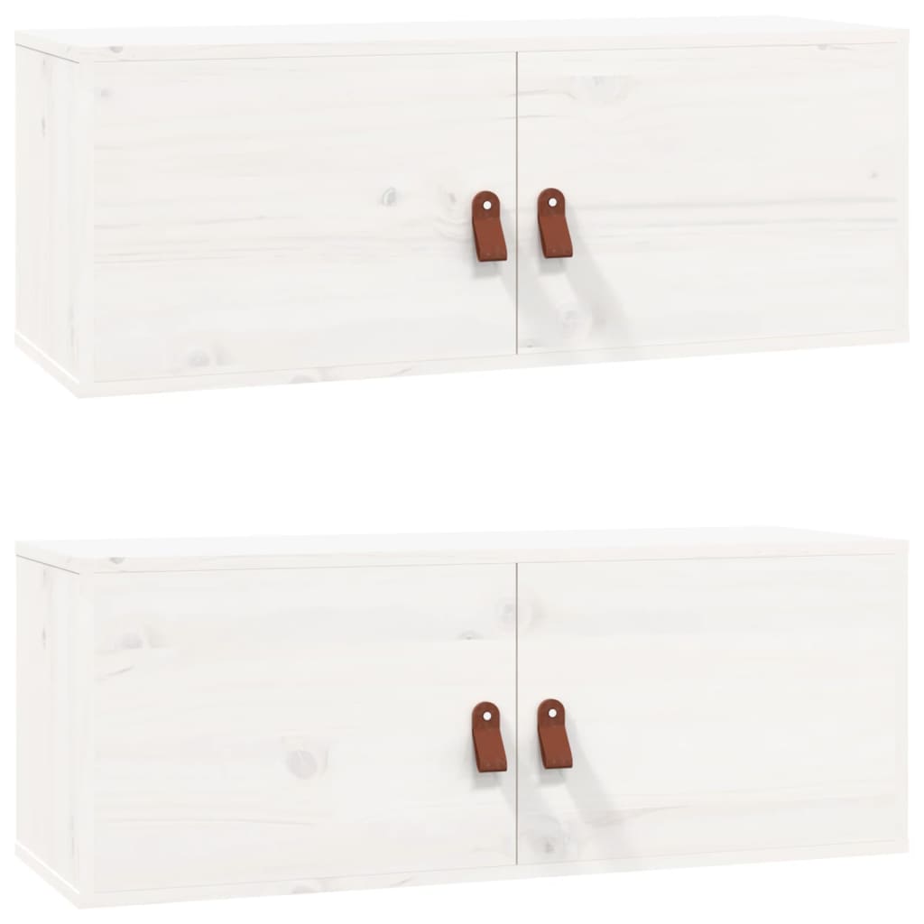 vidaXL Wandschränke 2 Stk. Weiß 80x30x30 cm Massivholz Kiefer