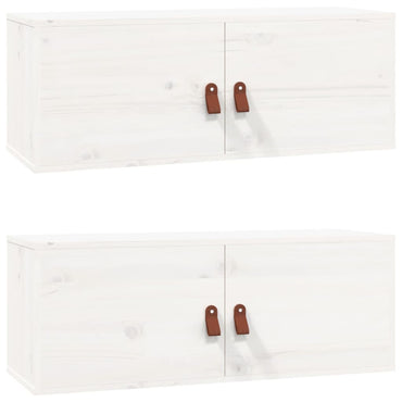 vidaXL Wandschränke 2 Stk. Weiß 80x30x30 cm Massivholz Kiefer