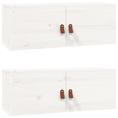 vidaXL Wandschränke 2 Stk. Weiß 80x30x30 cm Massivholz Kiefer