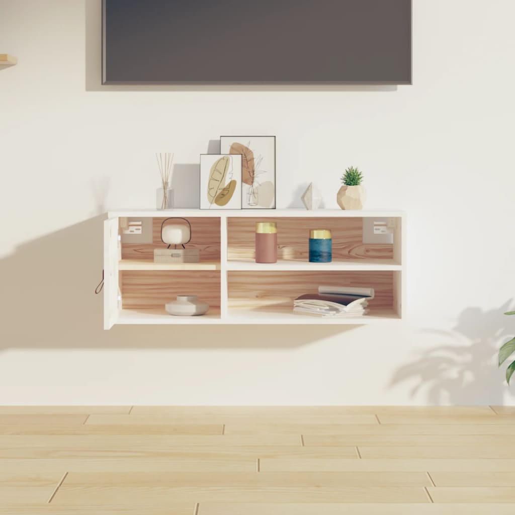vidaXL Wandschrank Weiß 80x30x30 cm Massivholz Kiefer