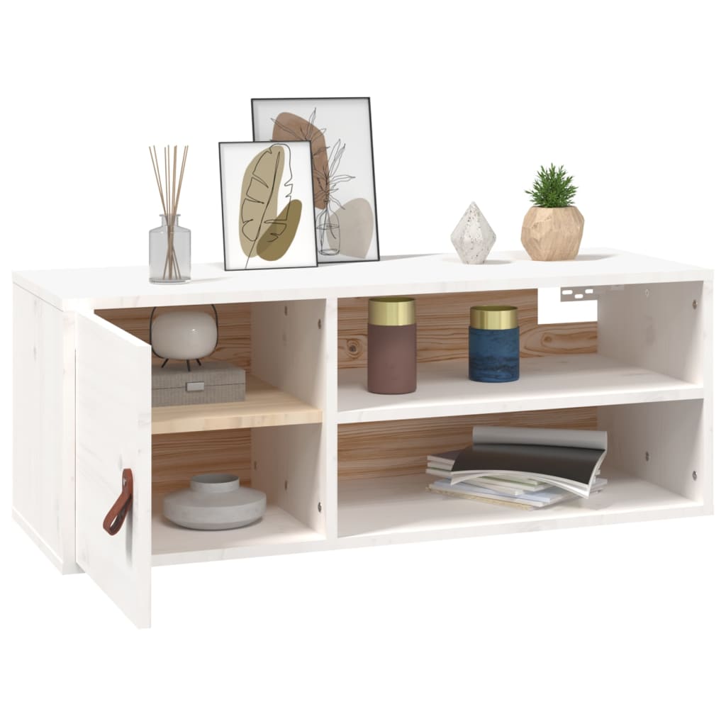 vidaXL Wandschrank Weiß 80x30x30 cm Massivholz Kiefer