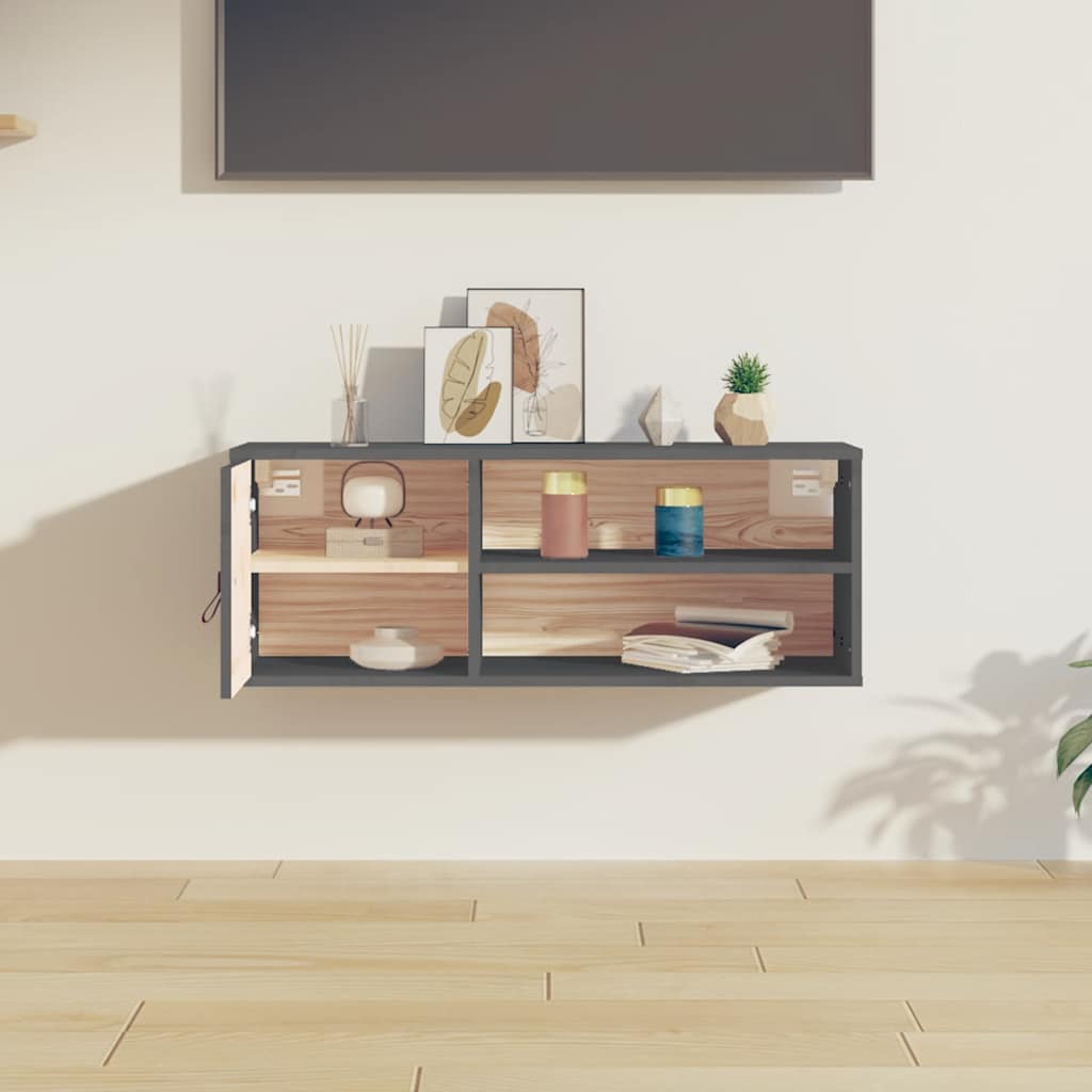 vidaXL Wandschrank Grau 80x30x30 cm Massivholz Kiefer