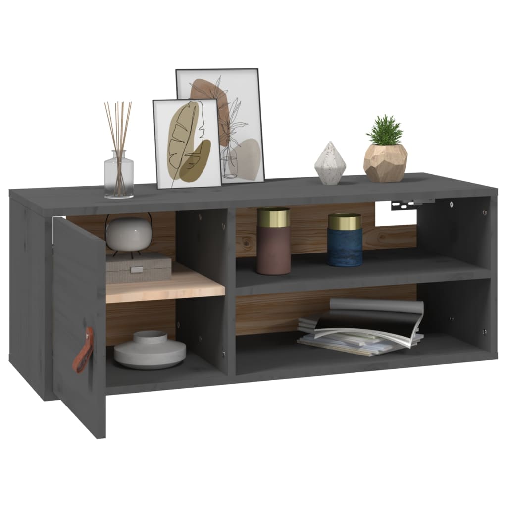 vidaXL Wandschränke 2 Stk. Grau 80x30x30 cm Massivholz Kiefer