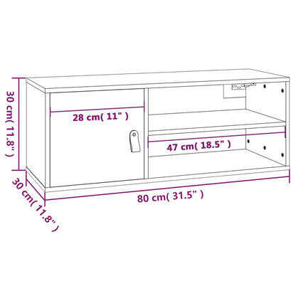 vidaXL Wandschrank Honigbraun 80x30x30 cm Massivholz Kiefer