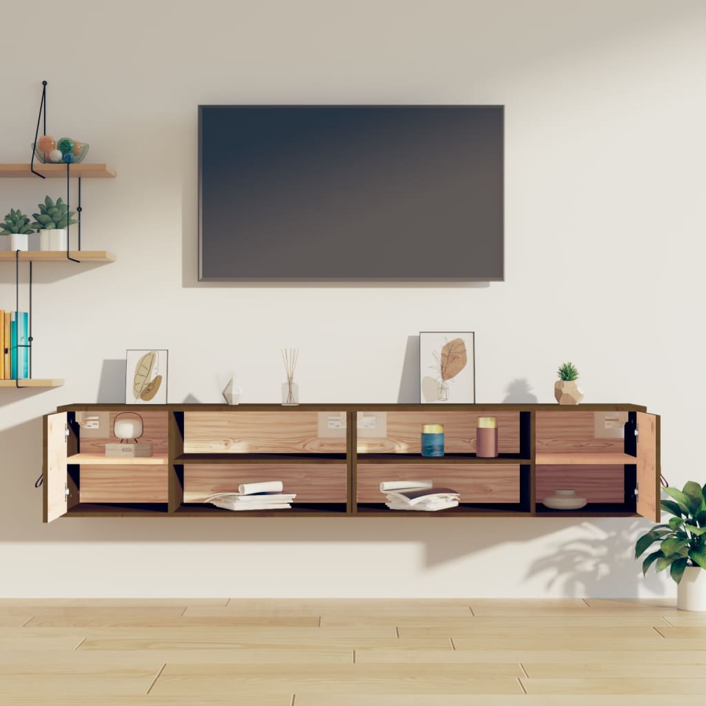 vidaXL Wandschränke 2 Stk. Honigbraun 80x30x30 cm Massivholz Kiefer