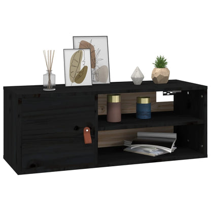 vidaXL Wandschrank Schwarz 80x30x30 cm Massivholz Kiefer