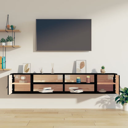 vidaXL Wandschränke 2 Stk. Schwarz 80x30x30 cm Massivholz Kiefer