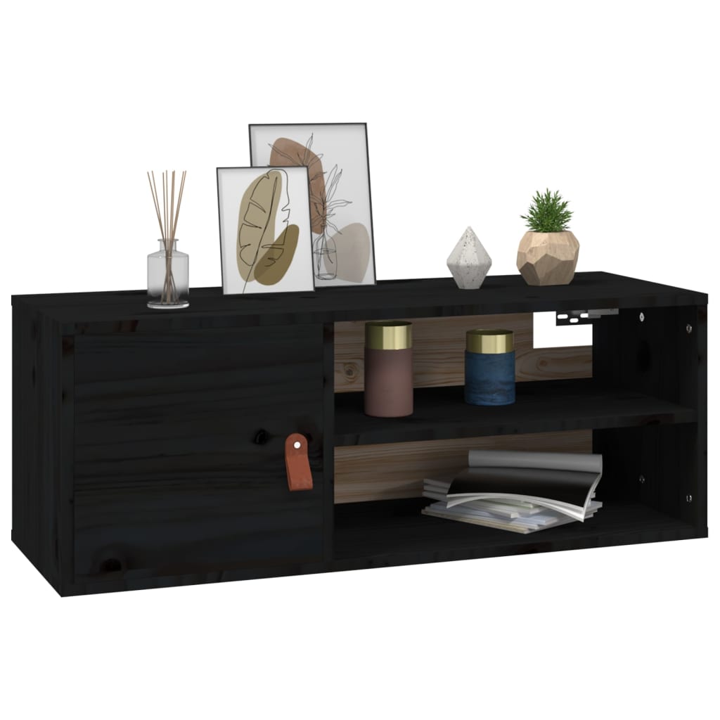 vidaXL Wandschränke 2 Stk. Schwarz 80x30x30 cm Massivholz Kiefer