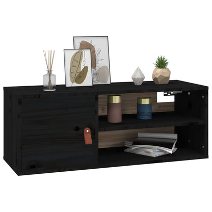 vidaXL Wandschränke 2 Stk. Schwarz 80x30x30 cm Massivholz Kiefer