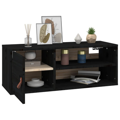 vidaXL Wandschränke 2 Stk. Schwarz 80x30x30 cm Massivholz Kiefer