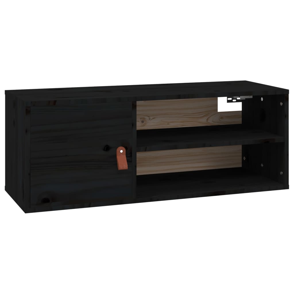 vidaXL Wandschränke 2 Stk. Schwarz 80x30x30 cm Massivholz Kiefer