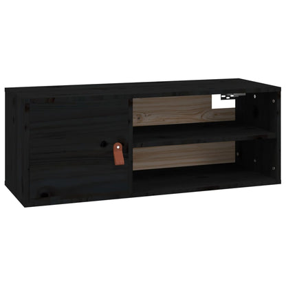 vidaXL Wandschränke 2 Stk. Schwarz 80x30x30 cm Massivholz Kiefer