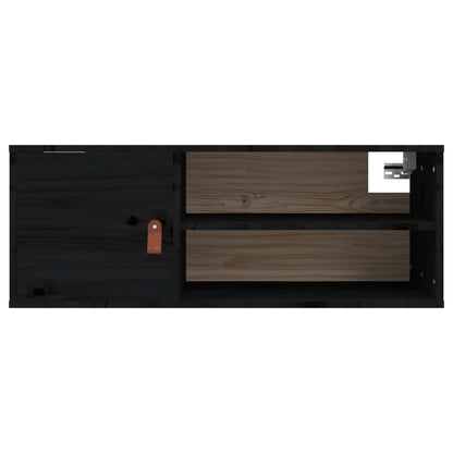 vidaXL Wandschränke 2 Stk. Schwarz 80x30x30 cm Massivholz Kiefer