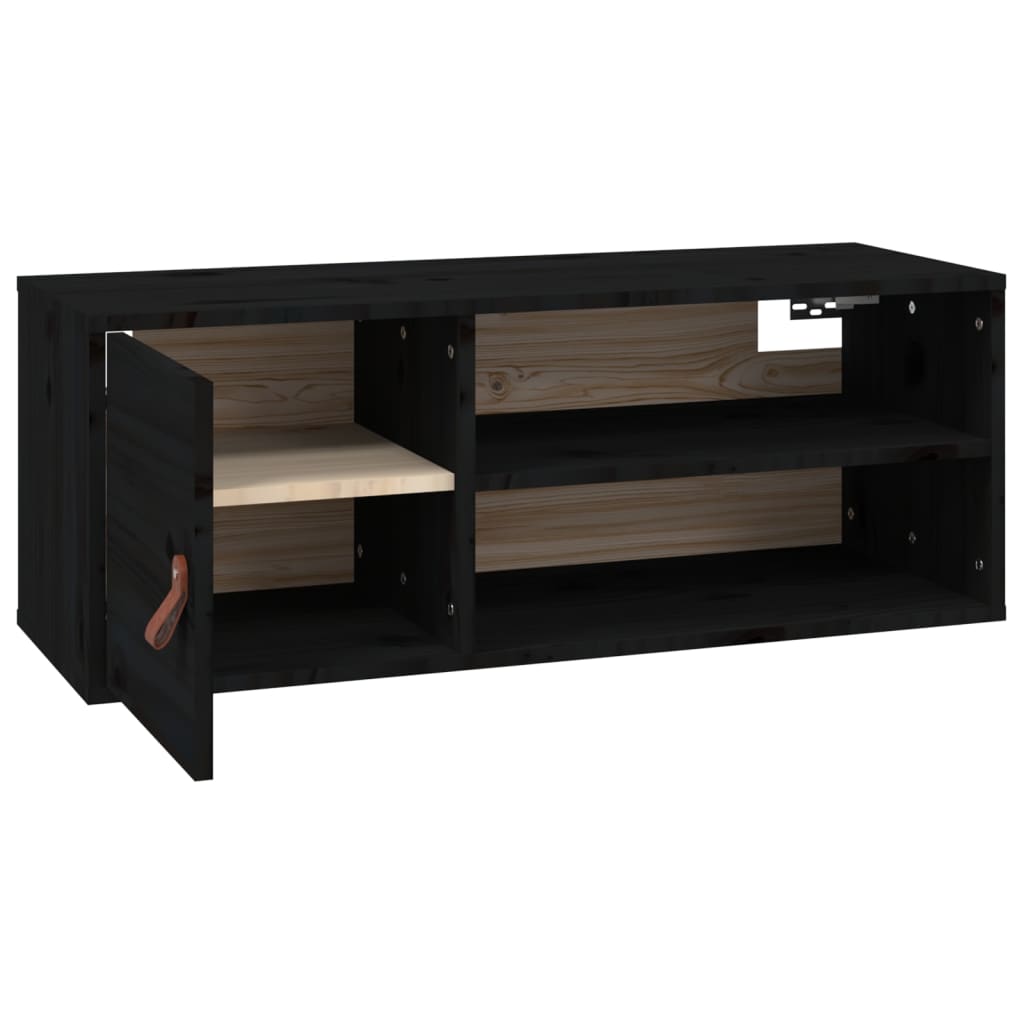 vidaXL Wandschränke 2 Stk. Schwarz 80x30x30 cm Massivholz Kiefer