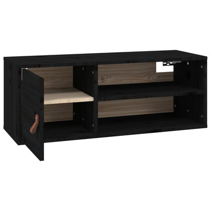 vidaXL Wandschränke 2 Stk. Schwarz 80x30x30 cm Massivholz Kiefer