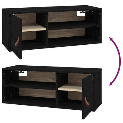 vidaXL Wandschränke 2 Stk. Schwarz 80x30x30 cm Massivholz Kiefer