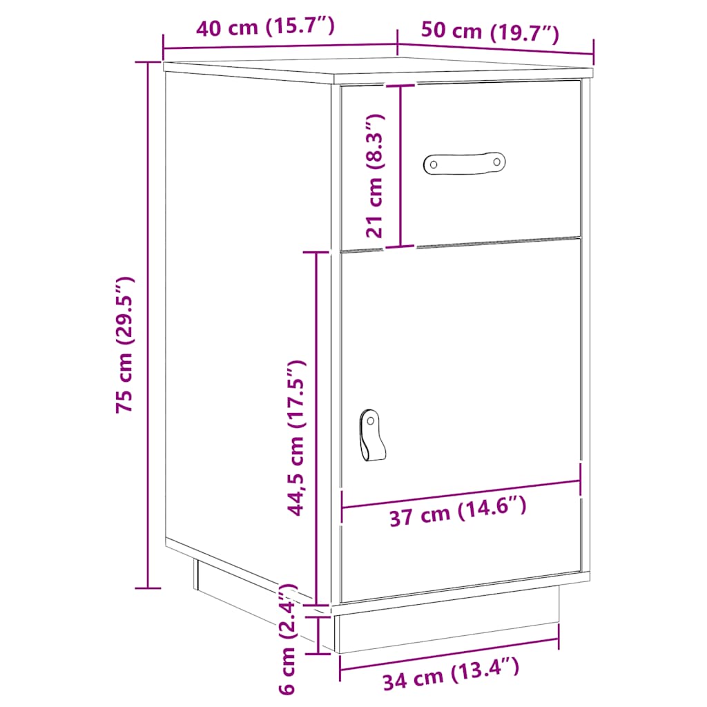 vidaXL Schreibtisch-Schrank 40x50x75 cm Massivholz Kiefer