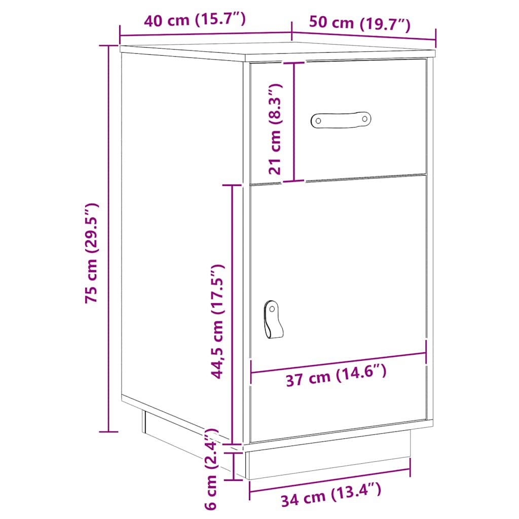 vidaXL Schreibtisch-Schrank Weiß 40x50x75 cm Massivholz Kiefer