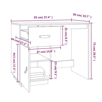 vidaXL Schreibtisch 95x50x75 cm Massivholz Kiefer
