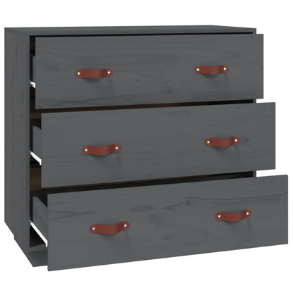 vidaXL Commode grise 80x40x75 cm en pin massif